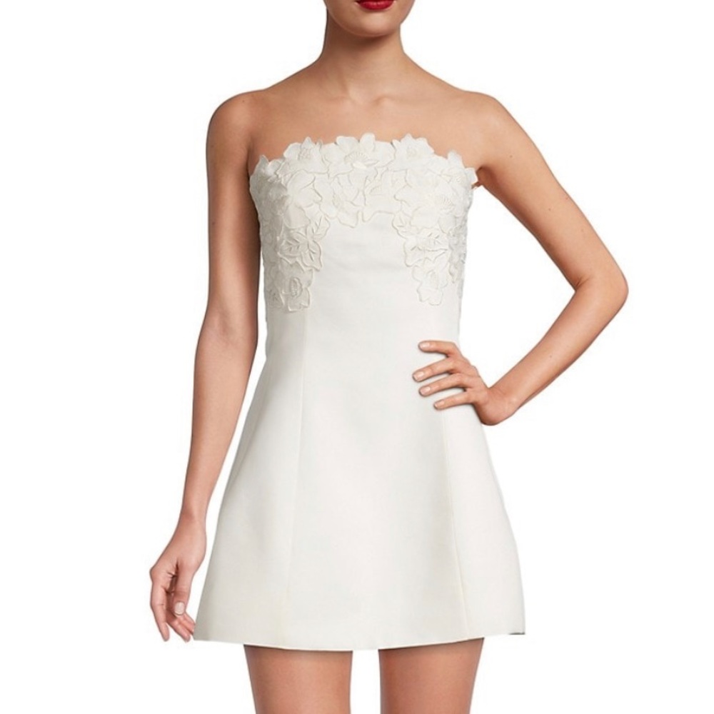 Sachin & Babi, White Strapless Cocktail Dress
